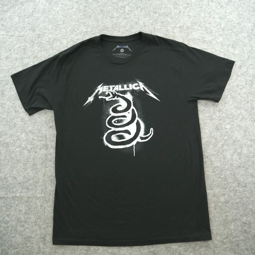 Metallica Shirt Mens Large Black Snake Graphic Print Rock Metal Band Crew New